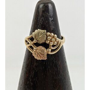 10k Tri-Tone Black Hills Gold Openwork Leaf Grape Vine Ring Sz 6 Band